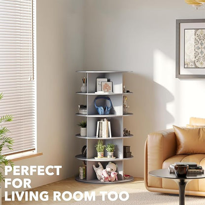 SpaceAid 5 Tier Rotating Shoe Rack Tower, Spinning Shoe Display Lazy Susan