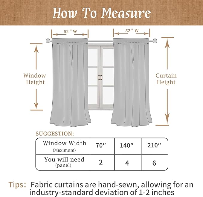LAMIT Full Blackout Window Linen Curtains