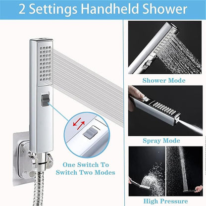 Dual Shower Heads with Handheld Spray Combo, Anti-Clog Nozzles, Ultra Thin