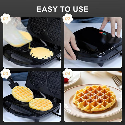 OSTBA Mini Waffle Maker 750W, Double 4-Inch Belgian Waffles Iron, Nonstick