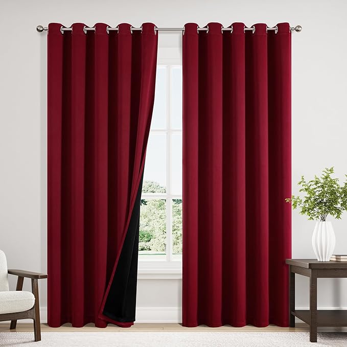 ChrisDowa 100% Blackout Curtains 84 inch Long