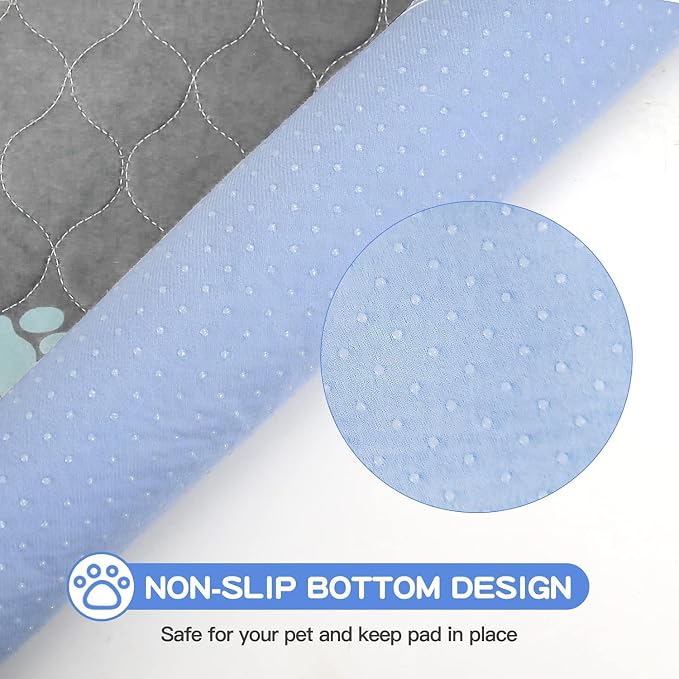 Aitmexcn Washable Pee Pads for Dogs, 2 Pack Extra Large Reusable Puppy Training Pads, Heavy Absorbency, Leak-Resistant Non-Slip Mats for Playpens, Whelping and Senior Dogs, Gray (54"x54")