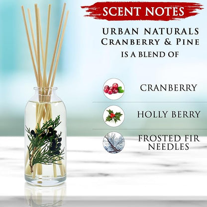 Urban Naturals Holiday Cranberry & Pine Holiday Wreath Reed Diffuser Set