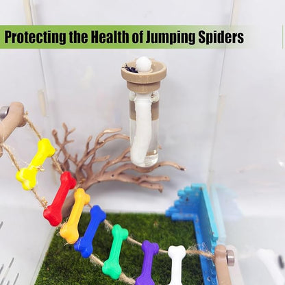 Jumping Spider Water Dispenser, Magnetic Hanging Feeder,Suitable for Jumping Spiders,Tarantulas, Praying Mantises,Arboreal Animals, and Other Small Animal Enclosure Accessories (Wood Color, 15ML)