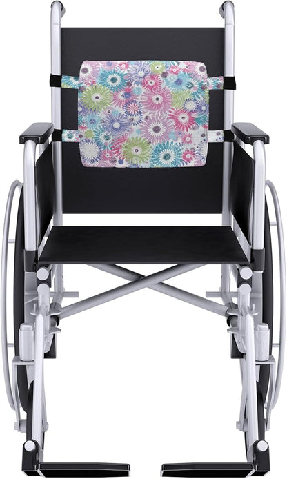 Ambesonne Floral Lumbar Back Support Pillow, Colorful Pastel Pattern with Flowers and Vintage Curls Ornate Style Gerbera Daisies, High Density Foam for Office Chairs Car Seats, 14" x 13", Purple Green