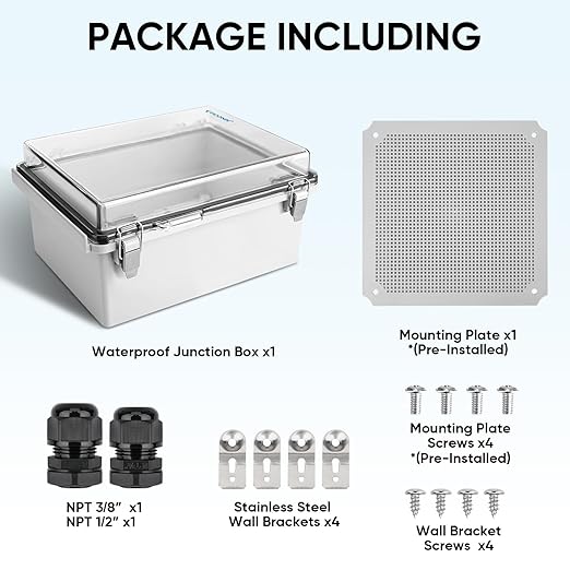 TICONN Waterproof Electrical Junction Box IP67 ABS Plastic Enclosure