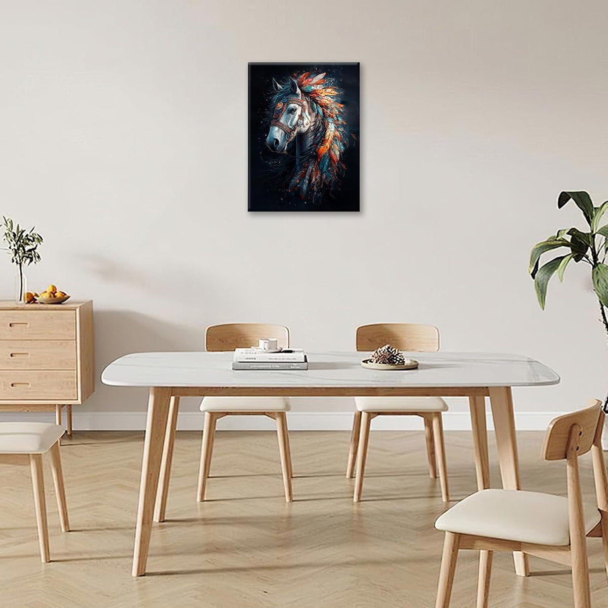 Horse Pictures Wall Art, Horse Animal Bathroom Wall Decor, Aesthetics Modern Framed Painting Elegant Canvas Artwork for Bathroom Bedroom Living Room Decorations 16"L x 12"W