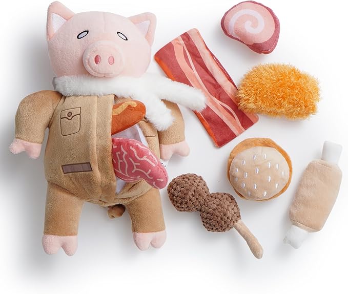 Nocciola Stuffed Pig Dog Toys: Funny Squeaky Crinkle Dog Chew Toys for Small Medium Breed, Plush Puzzle Cognitive Training Pet Enrichment Supplies, Burrow Hide Seek Mental Stimulation Anxiety Relief