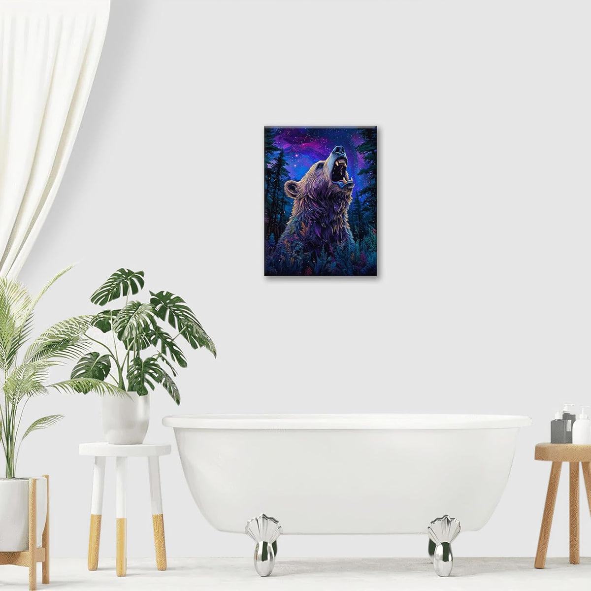 Bear Forest Wall Art Canvas Fantastic Animal Wall Decor Prints Framed Painting Pictures Gifts Artwork for Bathroom Kitchen 12"x16"