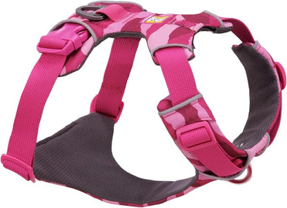 Ruffwear, Front Range Dog Harness, Reflective Soft Padded Everyday Harness with Dual Leash Clips, Adjustable and Lightweight Fit for Training or Walking for All Dogs, Pink Mountains, XX-Small