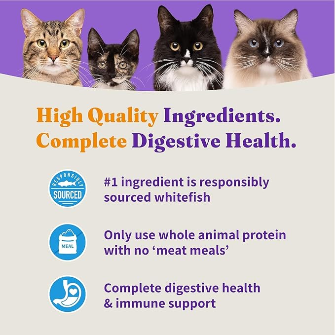 Halo Holistic Cat Food Wild Caught Salmon & Whitefish Formula, Healthy Grains Dry Cat Food, For Sensitive Stomach Support, Kibble for Adult Cats, 10 lb Bag