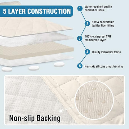 H.VERSAILTEX Couch Cover for Dogs Washable 100% Waterproof Sofa Cushion Cover Dog Bed Cover Non-Slip Pet Blanket for Sofa Cushion Protector, 35"x62", Ivory