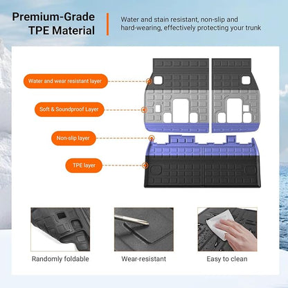 powoq Cargo Mat Compatible with 2022-2026 Kia Carnival Cargo Liner Rear Backrest Mat All Season Protection Replacement for 2022-2024 2025 2026 Kia Carnival Accessories (Trunk Mat+Backrest Mats)