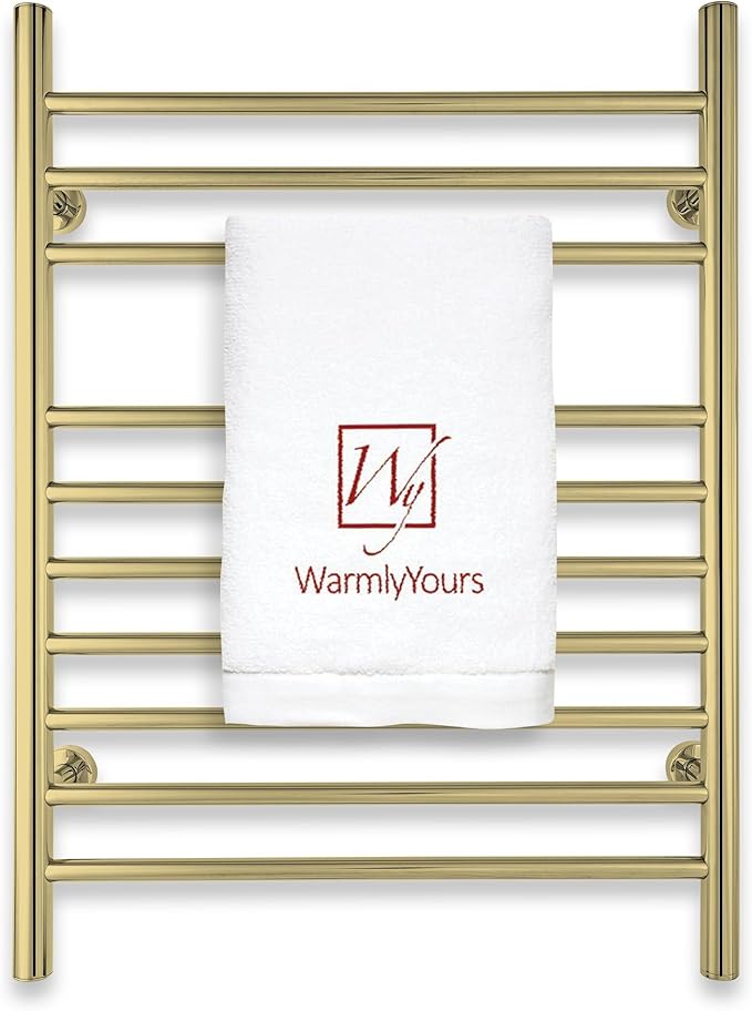 Heated Towel Rack, 10-Bar Wall-Mounted Electric Towel Warmer, Polished Gold