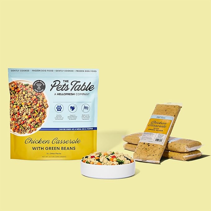 The Pets Table Human-Grade Chicken Casserole Fresh Dog Food, Dog Food Topper or Complete Meal, 9 Count of 34-oz Pouches, 19lbs