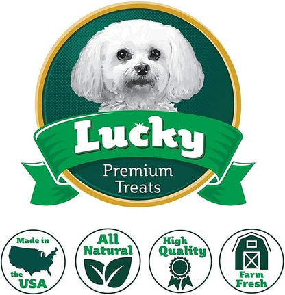 Lucky Premium Treats Peanut Butter Basted Rawhide – All-Natural Rawhide and Peanut Butter Dog Treats for Extra Small Dogs, Gluten Free Premium Toy Breed Dog Treats (200 Chews)