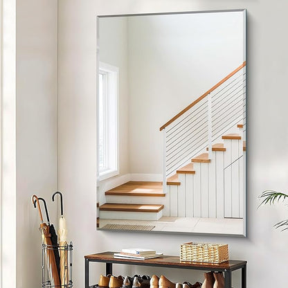 CILIBER 60x40 Large Beveled Mirror, Frameless Beveled Bathroom Mirrors
