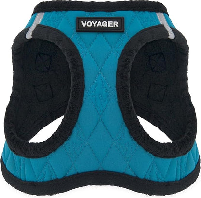 Best Pet Supplies - All Weather Mesh / Plush, Reflective, No Pull Harness for Small, Medium Dogs, Cats - Secure with Hook & Loop Fastener, Buckle, Double D-Rings - Turquoise Plush, S