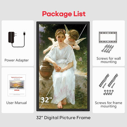 Frameo 32" Extra Large Digital Picture Frame, Smart WiFi Photo Frame