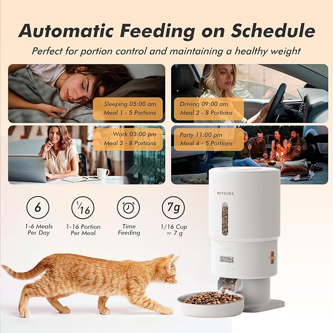 Automatic Cat Feeder - 5L Anti-Clog Cat Food Dispenser Keeps 2-15mm Dry Food