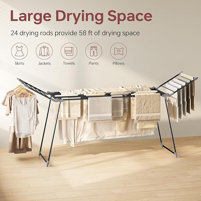 APEXCHASER Clothes Drying Rack Foldable, Large Drying Rack