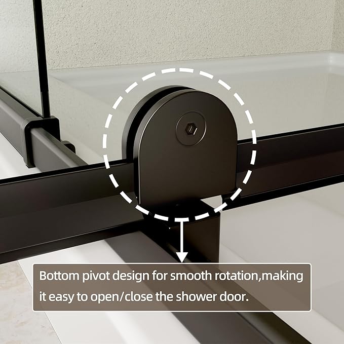 56-60" W x 71" H Pivot Swing Glass Shower Door, Pivot Frame Shower Door