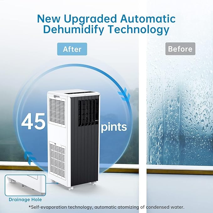 8, 000 BTU Portable Air Conditioner, Smart Control, Cools Up to 350 Sq. Ft.