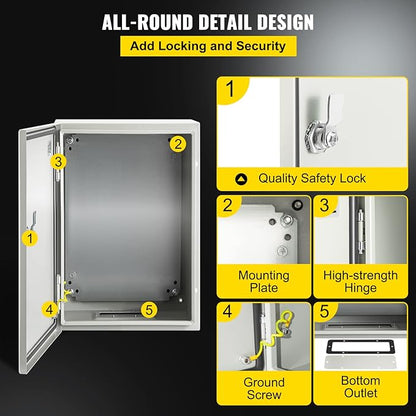 VEVOR NEMA Steel Enclosure 12×8×6, NEMA 4X Steel Electrical Box, IP66