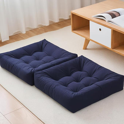Tikuns Floor Pillow, Large Cushions (4, Navy, 22x22x4 Inch)
