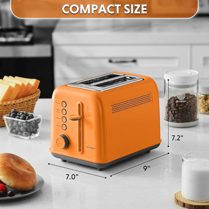 BUYDEEM DT620 2-Slice Toaster, Extra Wide Slots, Retro Stainless Steel