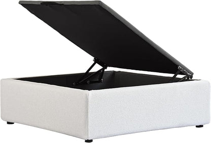 JACH Modern Ottoman Module for Living Room, Cushion Covers Removable, Minimalist Comfy Breathable Footstool for Living Room Apartment (White)