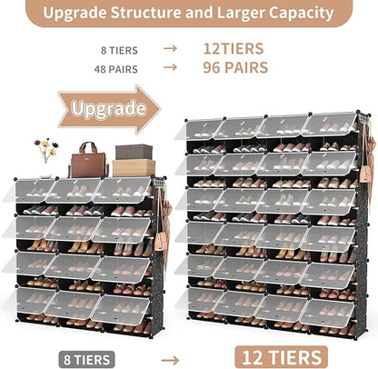 ROJASOP Shoe Storage Cabinet, 12-Tier Shoe Organizer 96 Pairs Extra Large