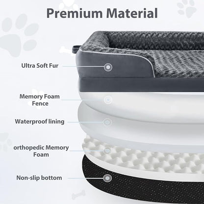 WNPETHOME Orthopedic Washable Human Dog Bed for Adult & Dog Cozy Sleep | Human Size Waterproof Big Soft Dog Couch Sofa Bed for Dogs & Adult Relax with Removable Cover Pet Bed Dark Grey 71x46 Inch