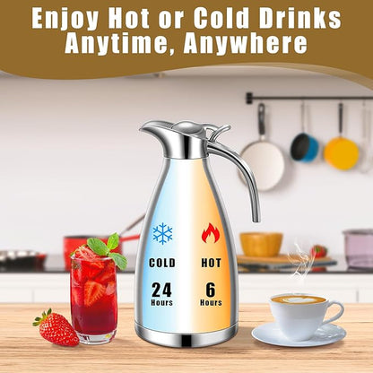 Uiifan 2 Pcs 68 oz Thermal Coffee Carafe Insulated Stainless Steel Coffee Carafe