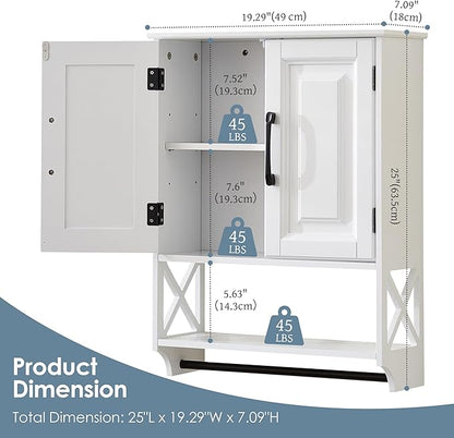 Wall Mounted Bathroom Cabinet, Farmhouse Medicine Cabinet