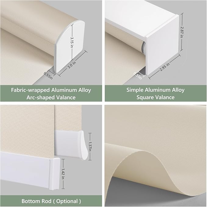 Tipiace Motorized Blinds with Remote Window Roller Shade Wireless Rechargeable