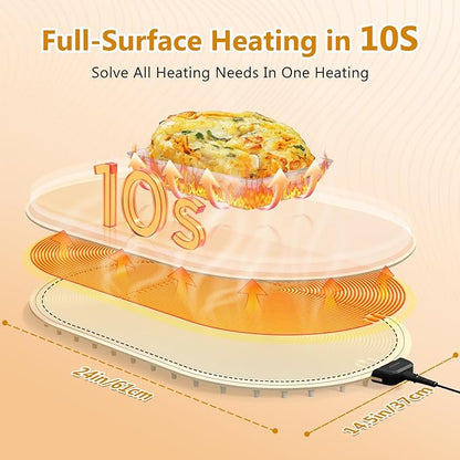 Warming Mat for Food with Adjustable Temperature Timer, 10S Fast Heating