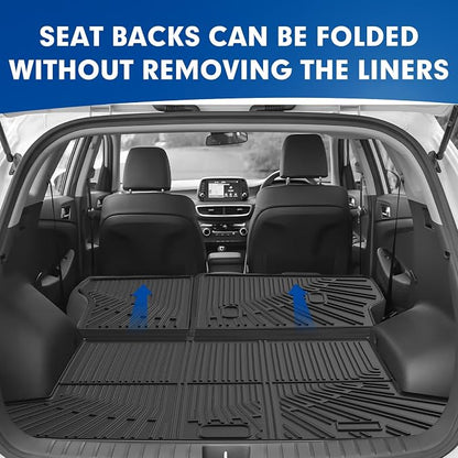 Mixsuper Cargo Liner for Hyundai Tucson 2022-2025 2026 Gas (Non for Hybrid& Plug-in Hybrid), All Weather Trunk Mat Backrest Mat TPE Back Seat Cover Protector for Tucson Accessories