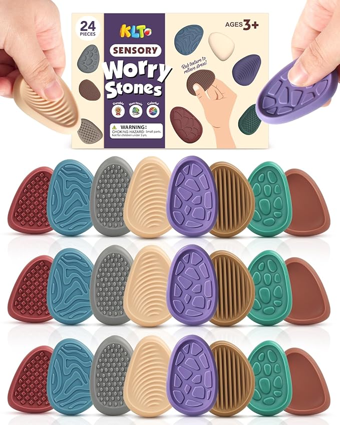 Fidget Toys Adults Sensory Stone: 24 Pack Texture Worry Stone