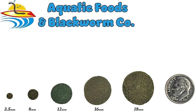 Aquatic Foods Inc. 4-Type Ultra Mix of 12mm - 1/2'' Wafers, Spirulina-Algae Worm & Shrimp Wafer, Intense Color Enhancing Wafers for Plecos, Shrimp, Snails & Tropical Fish...1/2-lb