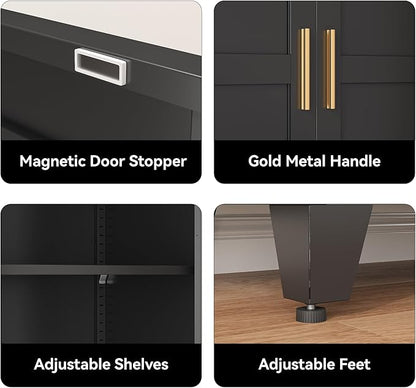 COFaR 71" Modern Pantry Cabinet in Black, 5-Tier Storage Cabinet