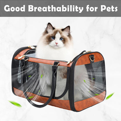 Dog Soft-Sided Carriers Pet Carrier for Small Dogs Cats, Fashion PU Leather Small Dog Carrier Pet Purse, Airline Approved Travel Pet Carrier for Puppy Kitten Small Animals