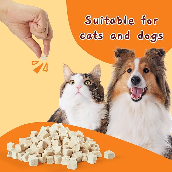 Jungle Calling Freeze Dried Chicken Cat & Dog Treats, Single Ingredient Chicken Bites for Cats & Dogs, High Protein Pet Training Treats, Edible Organic Food Topper, 10.58 oz