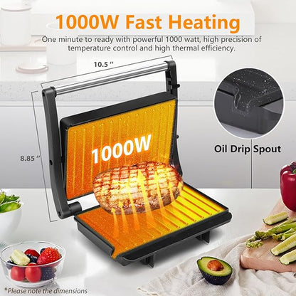 Panini Press Grill, Aigostar 1000W Sandwich Maker
