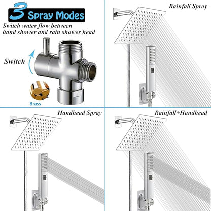Dual Shower Heads with Handheld Spray Combo, Anti-Clog Nozzles, Ultra Thin