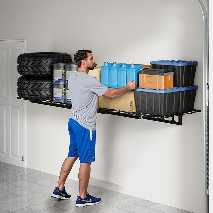 FLEXIMOUNTS 2x6ft Garage Shelving Wall-Mounted, Holds Up to 400 lbs, Garage