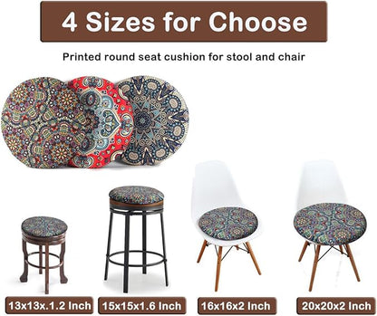 Sigmat Memory Foam Seat Cushion Anti-Slip Soft Round Stool Cushion Chair Pad 13 Inch Geometric