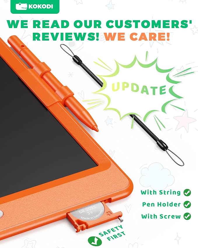 KOKODI LCD Writing Tablet, 10 Inch Colorful Doodle Board Drawing Tablet, Erasable Reusable Electronic Drawing Pads, Educational and Learning Toy for 3-6 Years Old Boy and Girls