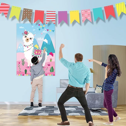 NEBURORA 2 Pack Pin The Tail on The Llama Game 2 Large 21"x 28" Posters with 48pcs Stickers Llama Themed Birthday Party Supplies Decorations for Girls Fiesta Party Games Classroom Game