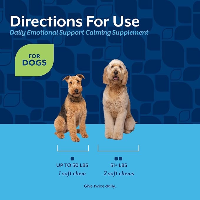 NaturVet Emotional Support Daily Calming Aid Dog Supplement - Helps Promote 24/7 Normal, Calm Behavior - for Dog Stress, Nervousness, Separation, Unwanted Behavior - 120ct Soft Chews